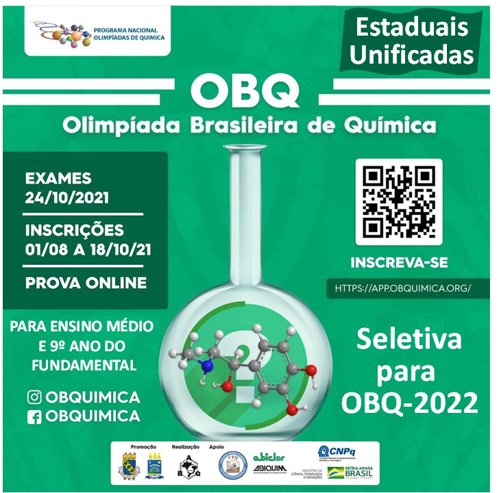Inscrições abertas para a XII Olimpíada Paraibana  de Química - 2021