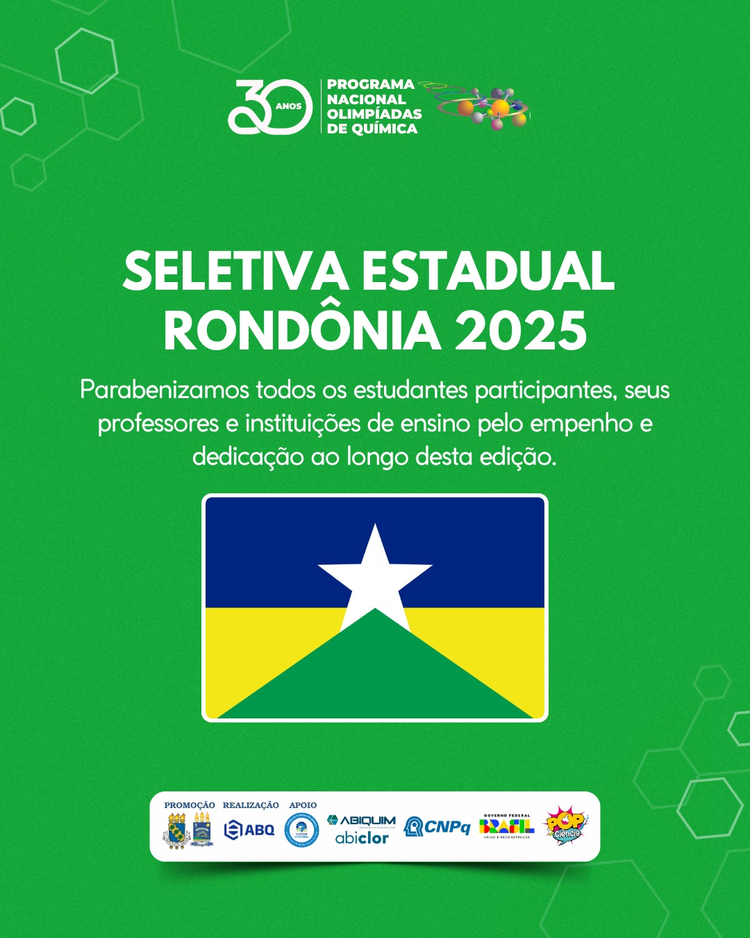 Resultado da Olimpíada Rondoniense de Química 2025