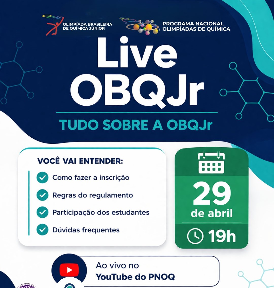 Venha tirar suas duvidas sobre a Olimpíada Brasileira de Química 2026 (OBQJr-2026)