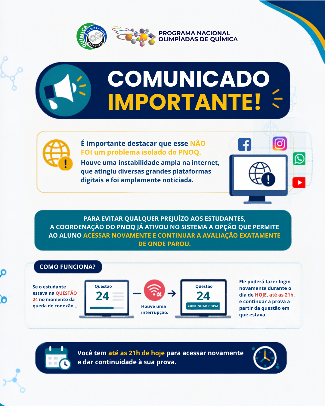 COMUNICADO IMPORTANTE - PROVA SELETIVAS ESTADUAIS